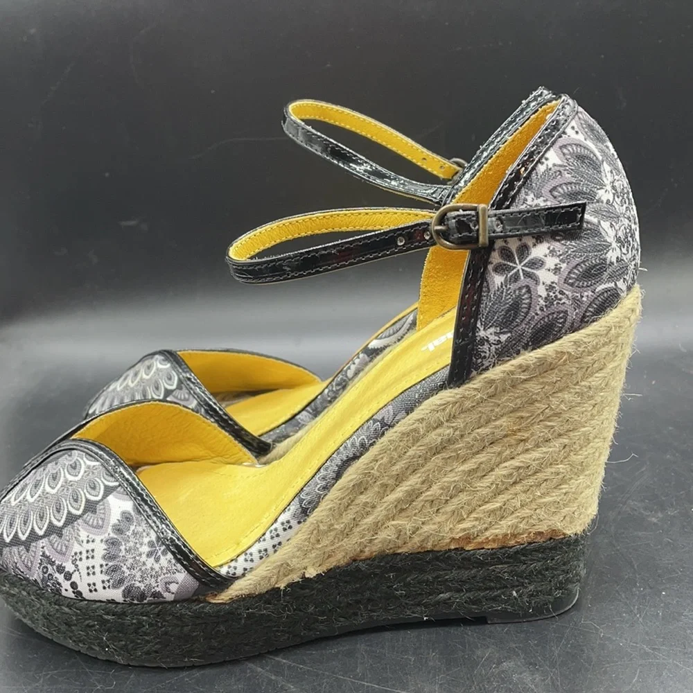 Desigual Black Wedge Peep Toe Sz 37